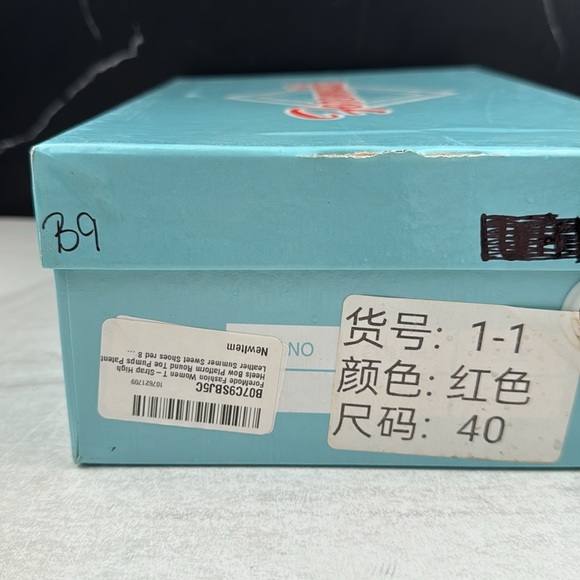 ForeMode Fashion T-Strap Bow Platform Round Toe High Heels Red/White sz 9 - Picture 11 of 11